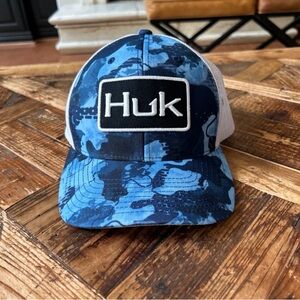 Huk Hat Cap Mens Snap Back Blue Fishing Boat Ocean Sea Lake Water Camo Casual